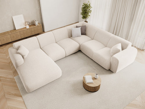 Cosmopolitan Design Panoramische hoekbank rechts Nolio 6-zits, chenille lichtbeige - 252x342x72cm
