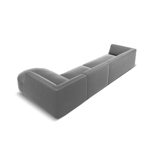 Cosmopolitan Design - Modulaire hoekbank rechts Siena 5-zits, flueel grijs - 180x366x69cm