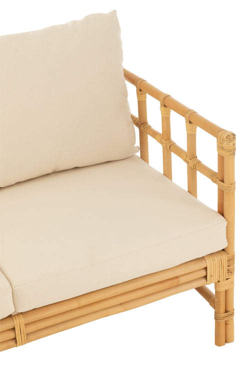J-Line zetel Elise + kussen 2 Personen - rotan/textiel - naturel/wit