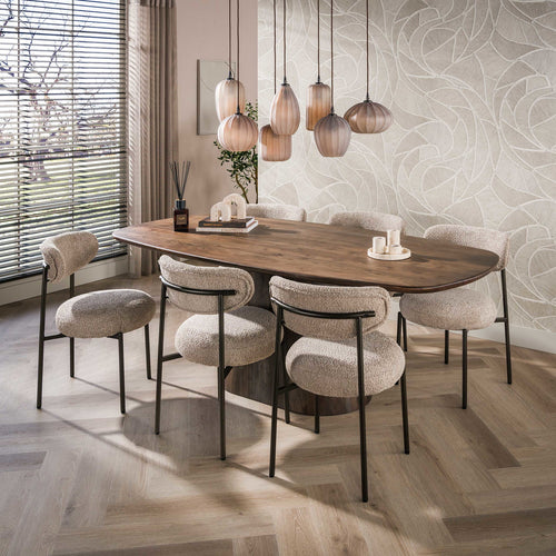 Giga Meubel Eettafel Central - Deens Ovaal Bruin Hout - 215x105x77cm