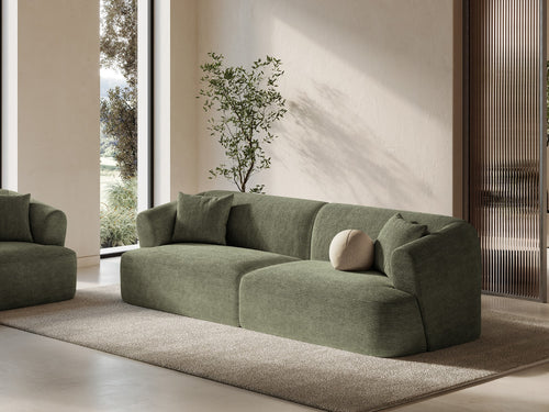 Cosmopolitan Design Modulaire bank Campi 4-zits, ribfluwelen mosgroen - 90x255x70cm