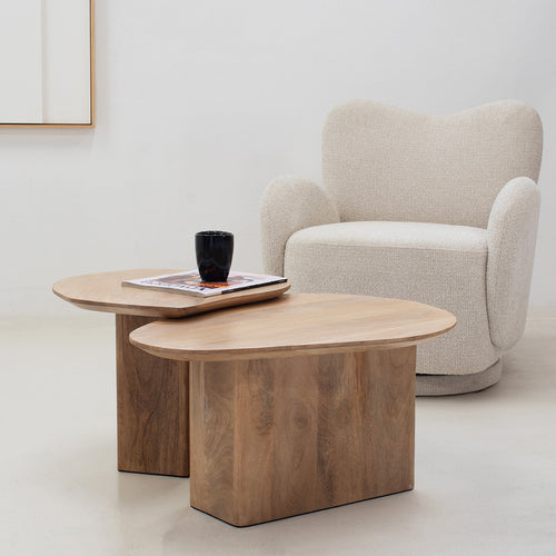 Giga Meubel Salontafel Jinte Organisch - Mangohout - Naturel - Set van 2 - vtwonen shop