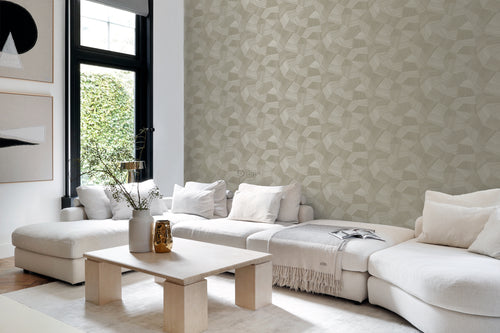 Origin Wallcoverings eco-texture vliesbehang grafisch 3D motief zand beige - 0.53 x 10.05 m - 347819 - vtwonen shop