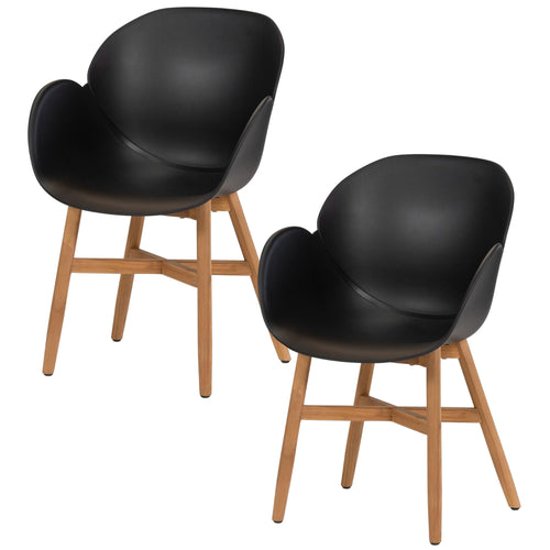 Exotan tuin fauteuil Tulip - Teak/Propyleen - Zwart - Set van 2 - vtwonen shop