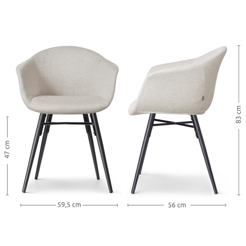 Nolon Nova-Otis Eetkamerstoel Beige - Armleuningen - Zwart