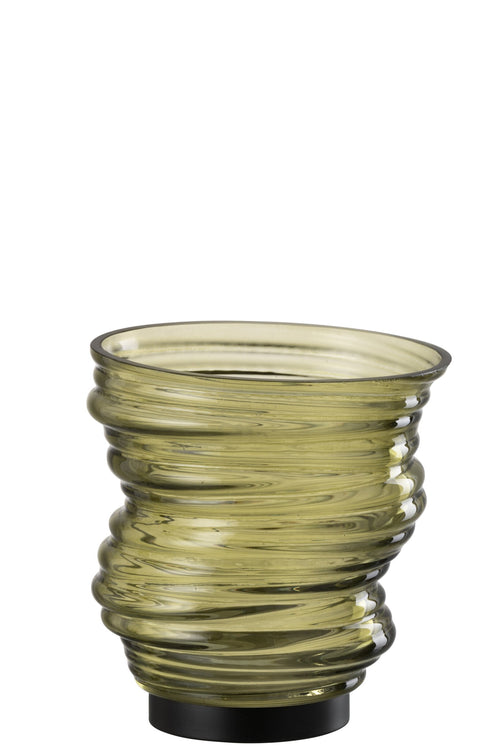 J-Line vaas Tornado - glas - groen - small - Ø 16 cm