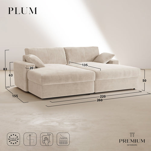 Premium Interiors - Sofa PLUM - xxl ribfluweel mol 260cm