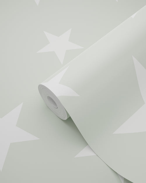 ESTAhome behang grote en kleine sterren mintgroen en wit - 53 cm x 10.05 m - 128865