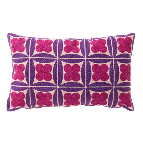 CLOVER - kussenhoes 30x50 cm - geometrisch - geborduurd - Deep Lavender - paars