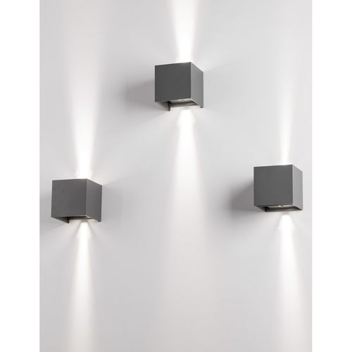 Merano Chicago 2-lichts up-down wandlamp voor buiten donkergrijs aluminium LED 2x3W 510Lm 3000K verstelbaar IP54