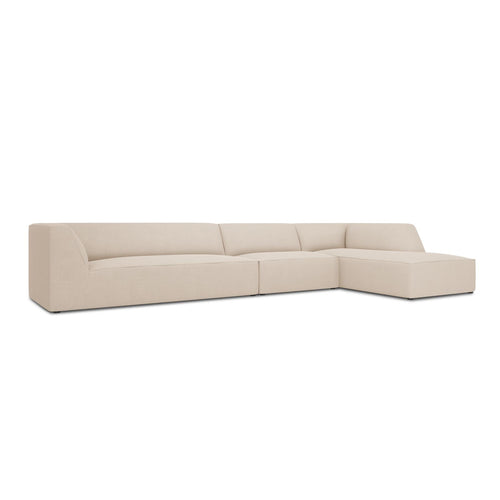 Cosmopolitan Design - Modulaire hoekbank rechts Siena 5-zits, structurele stof beige - 180x366x69cm