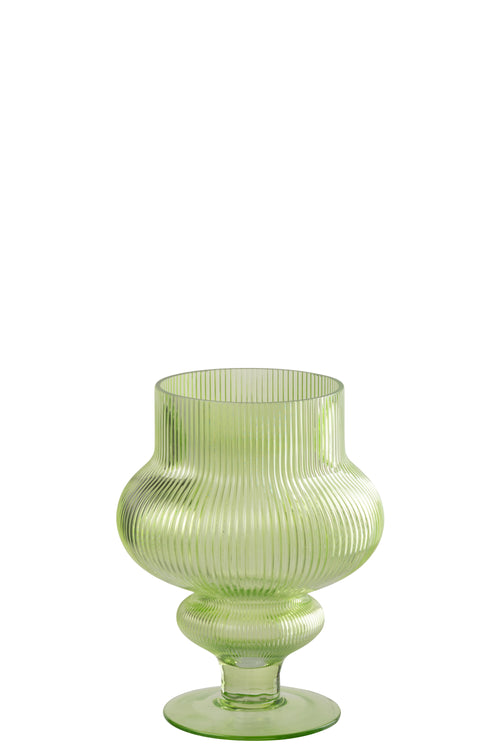 J-Line vaas Ada Geribbeld - glas - groen - small