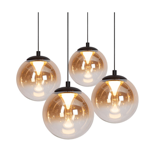 Atmooz hanglamp Monza 7 Rect. - zwart - 120 x 40 x H 167 cm - geïntegreerde led