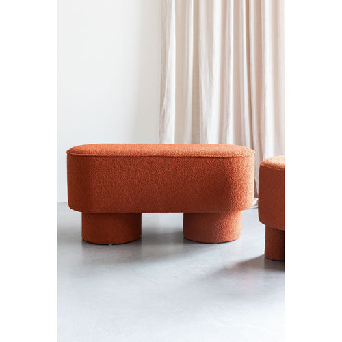 Housecraft Living Marcos Bankje Bouclé Rood/ Bruin
