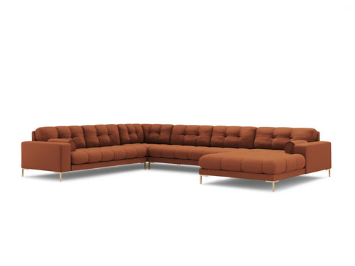 Cosmopolitan Design Panoramische hoekbank links Bali 7-zits, structurele stof, baksteen - 256x327x75cm