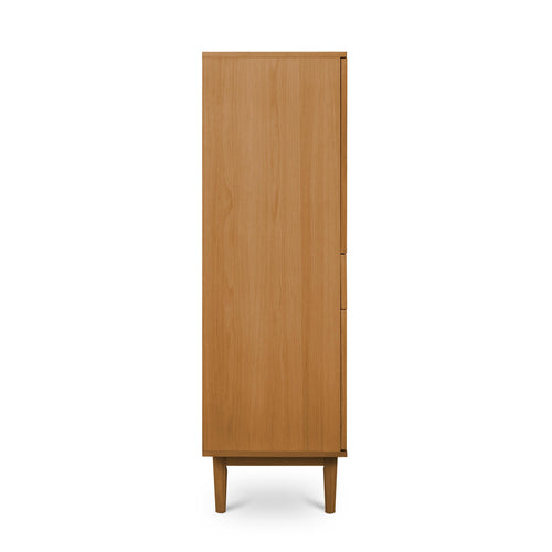 Furnhouse vitrinekast Kerteminde - Natuurlijk eikenhout - MDF, Eikenfineer, Glas - 45x124x146