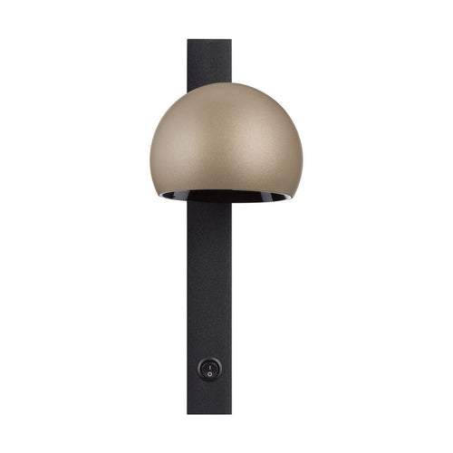 Nova Luce LUSA Leeslamp voor aan de muur, champagne goud, zwarte LED 10W 644lm 3000K, aan/uit-schakelaar