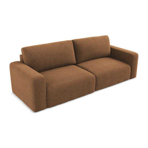 LaMiaSofa 3-zits slaapbank Ostia - textuurstof - terracotta - 244x102x79