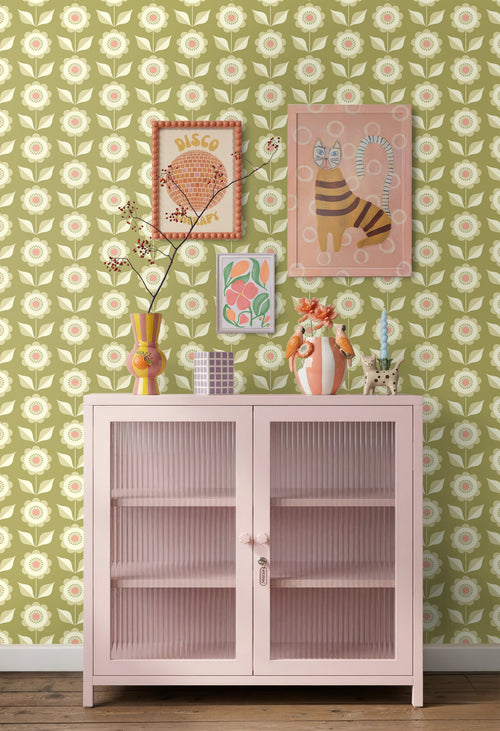 ESTAhome behang bloemen groen - 50 x 900 cm - 131864