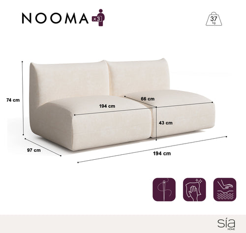 Sia Home - Modulaire bank NOOMA - chenillefluweel  194cm