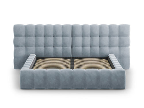 Cosmopolitan Design Opbergbed met dubbel hoofdbord Bali 140x200cm, flueel, lichtblauw - 230x200x100cm