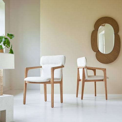 Tikamoon Leunstoel van massief acacia en stof - Beige