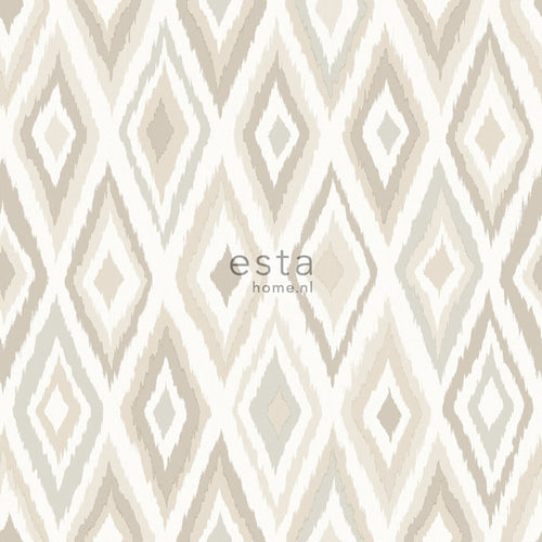 ESTAhome behang ikat motief beige - 53 cm x 10.05 m - 148628
