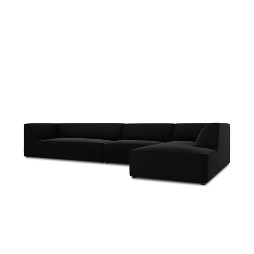 Cosmopolitan Design - Modulaire hoekbank rechts Siena 5-zits, flueel zwart - 180x366x69cm