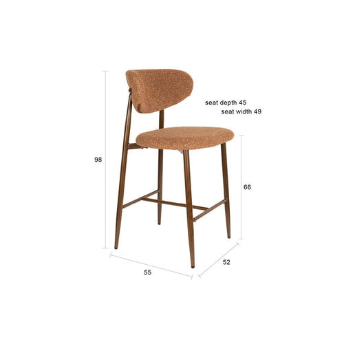 Housecraft Living Noor Barkrukken rugleuning 66 cm Terracotta - Set van 2