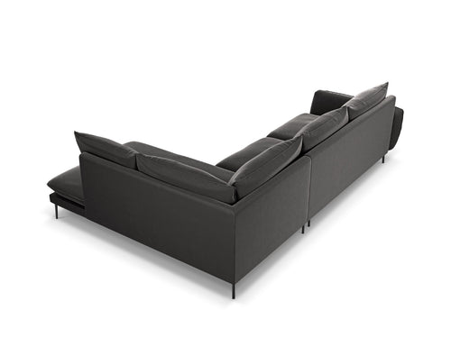 Cosmopolitan Design rechter hoekbank Vienna 6-zits, flueel, donkergrijs - 185x275x95cm