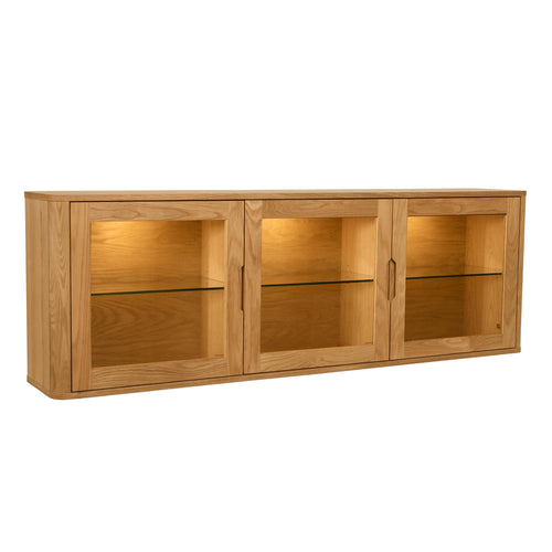 Furnhouse 3-deurs wandkast Nyborg - Natuurlijk eikenhout - MDF, Eikenfineer, Glas - 34x180x60