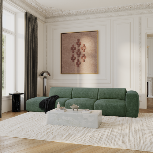 Sia Home - Rechte bank MYRA - Fluweel met patroon - Smaragdgroen - 310cm - vtwonen shop