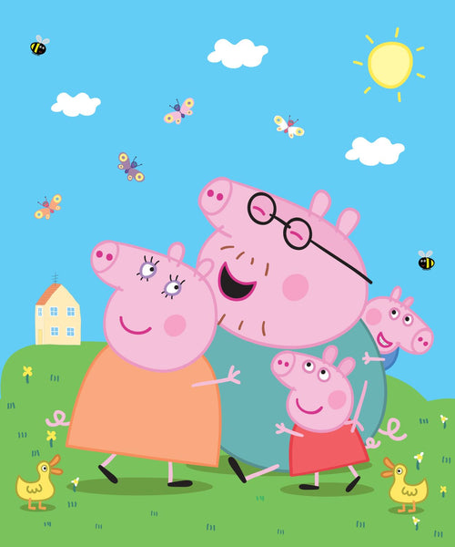 Sanders & Sanders fotobehang Peppa Pig groen, blauw en roze - 270 x 225 cm - 601212