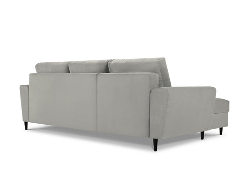 Cosmopolitan Design Uitklapbare hoekbank links met opbergdoos Kyoto 4-zits, ribfluwelen, lichtgrijs - 145x241x88cm