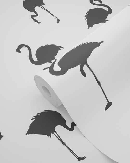 ESTAhome behang flamingo's zwart en wit - 53 cm x 10.05 m - 138993