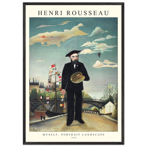Artfulprints Poster met Lijst Henri Rousseau - Portrait landscape   - 70x100 cm - Blauw