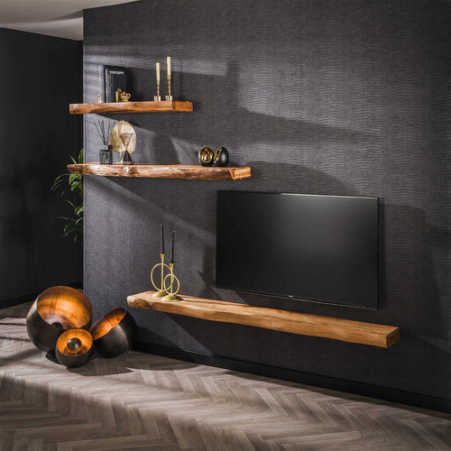 Giga Meubel Wandplank Tree - Naturel Acaciahout - 200x25x8cm - vtwonen shop