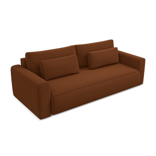 LaMiaSofa 3-zits slaapbank Perugia - velours - terracotta - 238x105x82