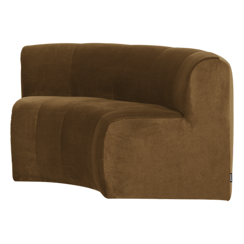 WOOOD eetbank halfronde hoek rug Mojo Base - Velvet - Honinggeel - 83x152x76
