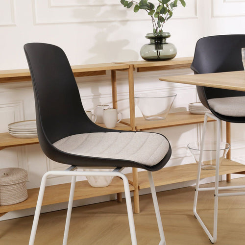 Nolon Nino-Liv Barkruk Zwart - Beige Kussen - Wit Frame - 65cm - vtwonen shop