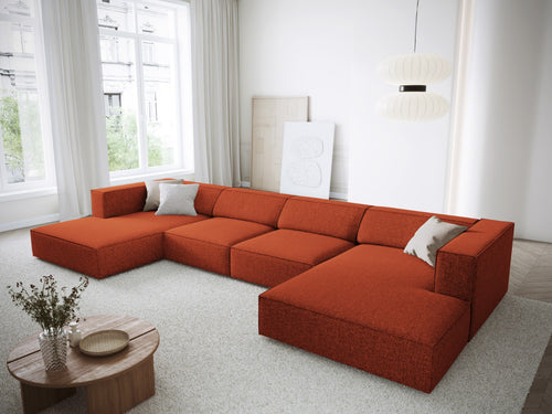 Cosmopolitan Design Panoramische bank Arendal 6-zits, chenille, terracotta - 166x364x70cm