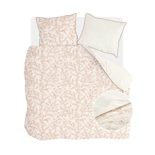 Walra - Dekbedovertrek Blushed Leaves - 240x220 cm - Off White / Roze