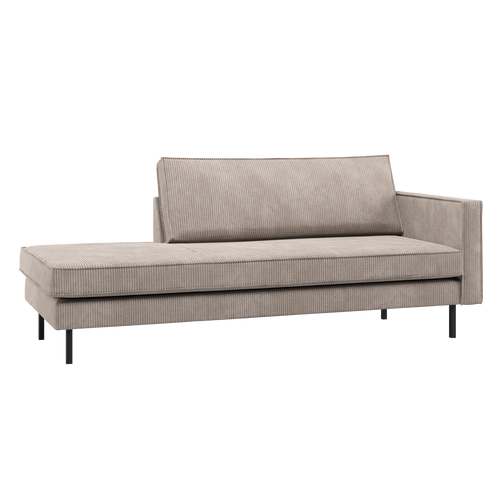WOOOD daybed rechts Rodeo - Ribstof - Donkerzand - 85x203x86