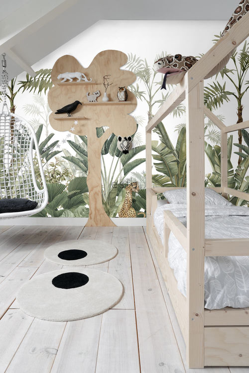 ESTAhome fotobehang jungle-motief wit en vergrijsd olijfgroen - 300 x 279 cm - 158951 - vtwonen shop