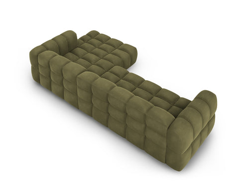 Cosmopolitan Design Modulaire hoekbank rechts Sky 4-zits, flueel, lichtgroen - 162x300x70cm