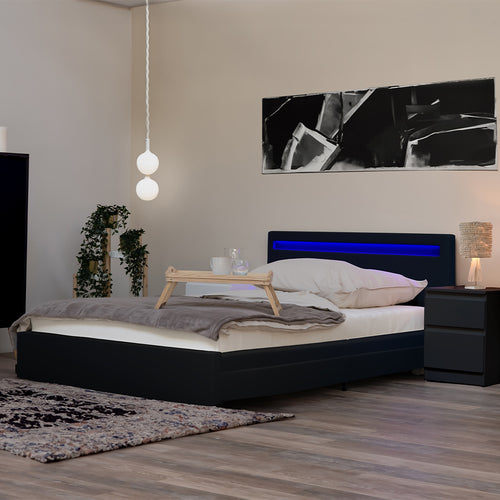 Home Deluxe LED bed NUBE zwart 180 x 200 cm