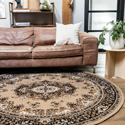 Interieur05 Vintage Vloerkleed Bruin Rond - Perzisch - Retro - Nain - 200 x 200 cm - vtwonen shop