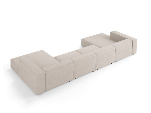 Cosmopolitan Design Panoramische bank Arendal 6-zits, chenille met ribbeleffect, donkerbeige - 166x364x70cm