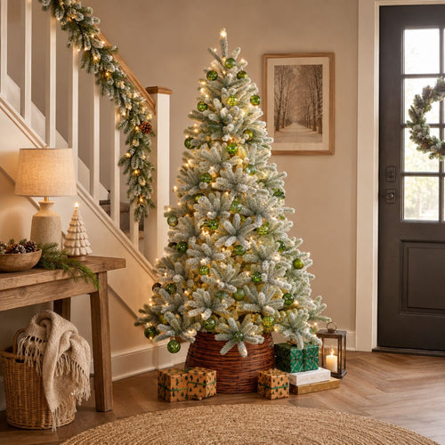 Black Box Trees Nagoya Kerstboom met Ingebouwde LED-Verlichting, Timer en Dimfunctie - Kerstversiering met Scharnierconstructie - Kunstboom Besneeuwd
