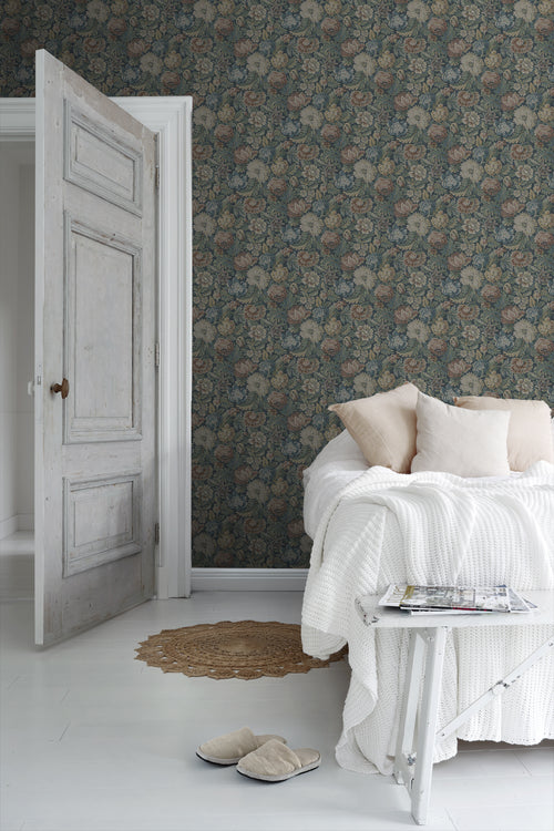 Borastapeter behang vintage bloemen groen - 53 cm x 10.05 m - 660218 - vtwonen shop
